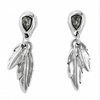 Aros Uno de 50 de plata con plumas1