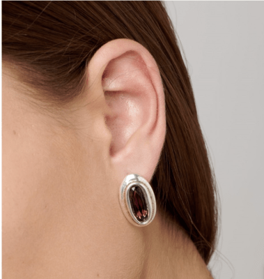 Aros Uno de 50 de plata Ovalados con cristal morado1