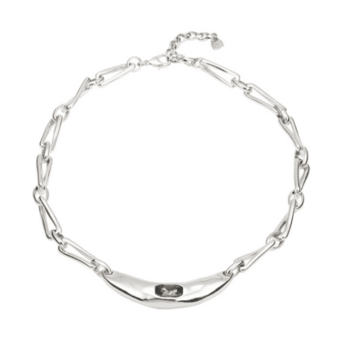 Collar Uno de 50 cadena eslabones con una piedra grafito1