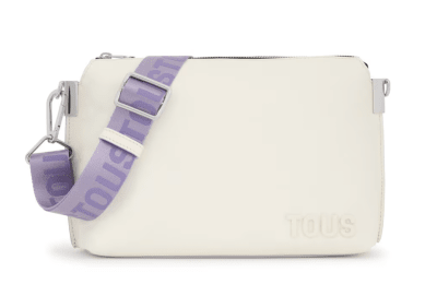 Cartera Tous Crossbody Candy Cuero Blanco Strap morado1