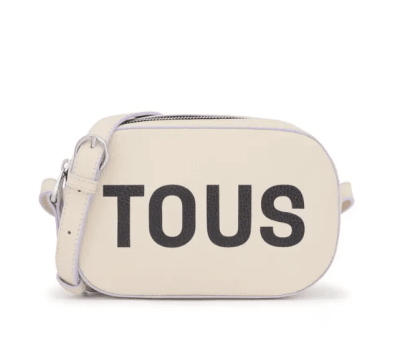Cartera Tous Ovalada Cuero Beige Letras negras1