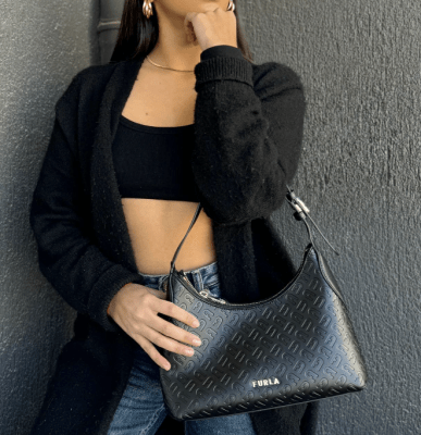 Cartera Furla Shoulder bag Hobo monograma negro1