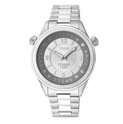 Reloj Tous analógico Tender Bear de acero IP plateado1