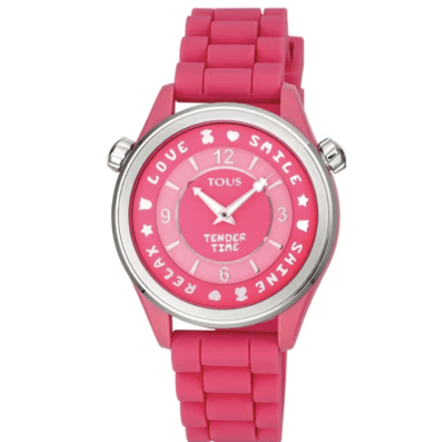 Reloj Tous analógico Tender Time de acero con correa de silicona rosa1