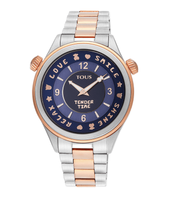 Reloj Tous analógico Tender Time  con esfera en azul Plateado1