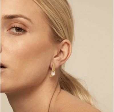 Aros Uno de 50 de plata con doble baño de oro de 18 K con cristal transparente2