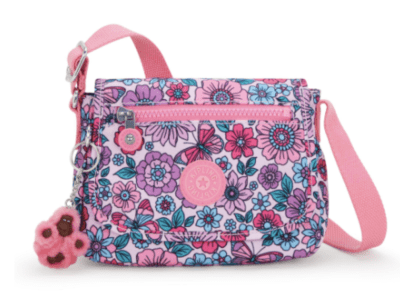 Crossbody Kipling Sabian fucsia flores