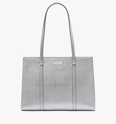 Cartera Kate Spade Tote Kenzie Plateado Metalizado