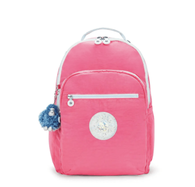 Mochila Kipling Seoul L fucsia holográfica1