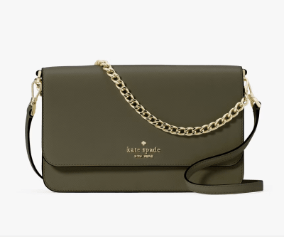 Cartera Kate Spade Madison Con tapa y cadena cuero Verde musgo