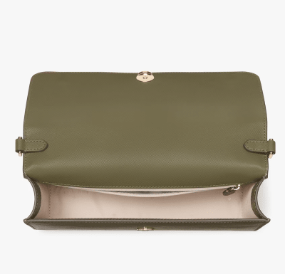 Cartera Kate Spade Madison Con tapa y cadena cuero Verde musgo