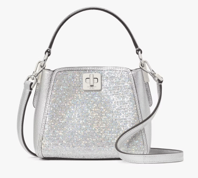 Cartera Kate Spade Phoebe pequeña fiesta plateada tornasol1