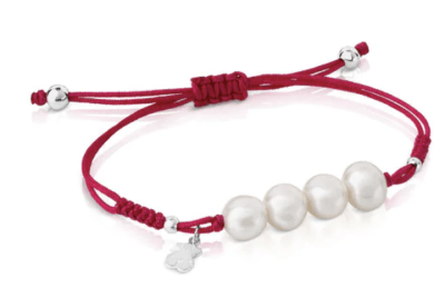 Pulsera Tous cordon fucsia, plata y perlas1