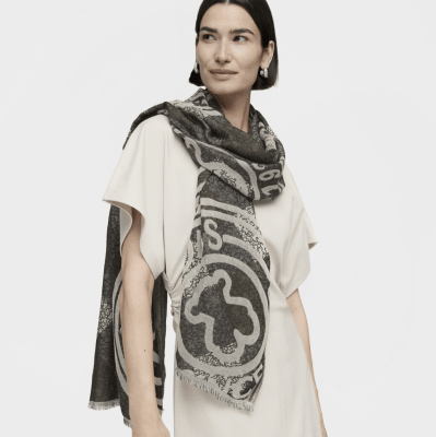 Pañuelo Tous Kaos Mini Stamp Jacquard marrón1