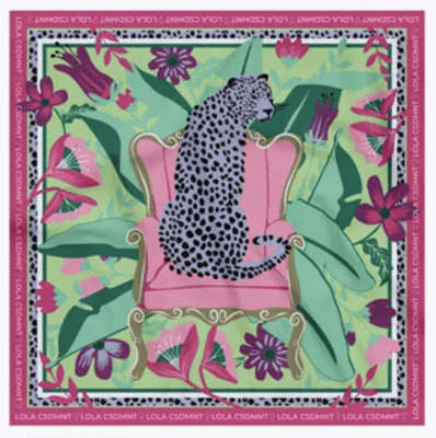 Pañuelo Lola Casademunt Satinado leopardo Verde multicolor1