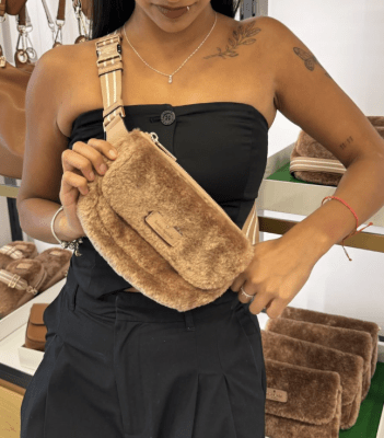 Riñonera Kate Spade Rosie Cuero Peludo Camel