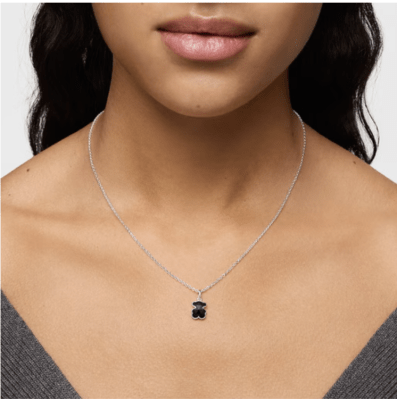 Collar Tous corto de plata y motivo Oso Mediano en Onix1