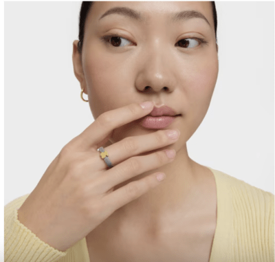 Anillo Tous Mesh Plateado y oso de oro