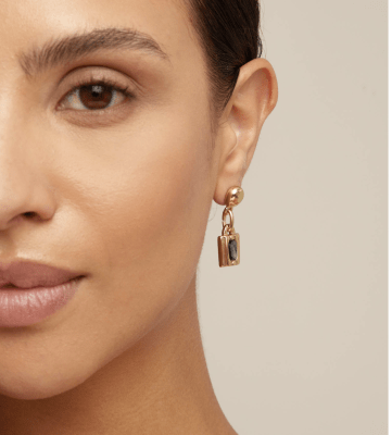 Aros Uno de 50 Candado colgante Doble baño de oro 18k