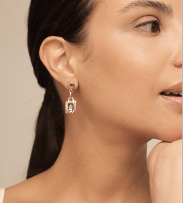 Aros Uno de 50 Candado colgante Doble baño de oro 18k1