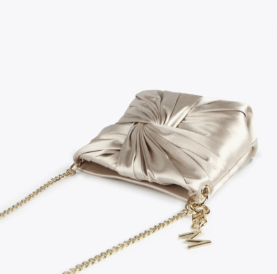 Cartera Lola Casademunt Lazo frontal Saten beige