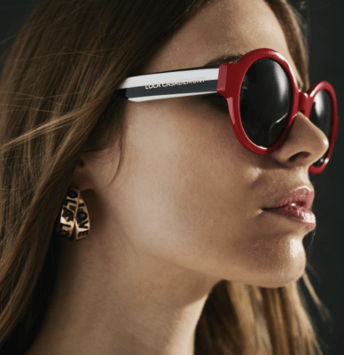Lentes Lola Casademunt Marco Ovalado Rojo Patas negras con blanco1