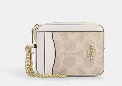 Billetera Coach Pequeña monograma beige1