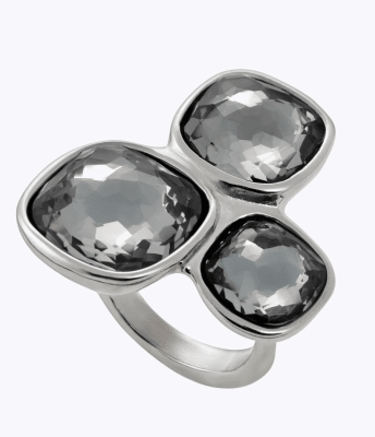 Anillo Uno de 50 Ladies de Plata con 3 piedras cuadradas grises