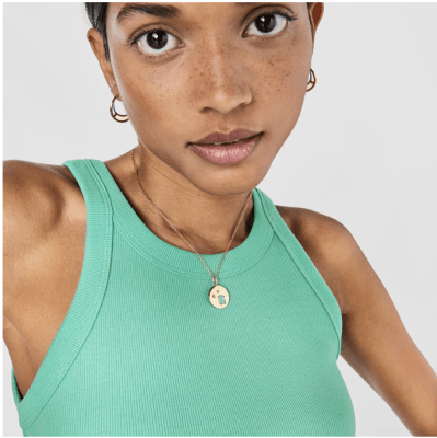 Colgante Tous medalla con baño de oro 18 kt sobre plata, diamantes y calcedonia oso Aelita