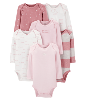 Set 6 bodys Carter´s manga larga rosado