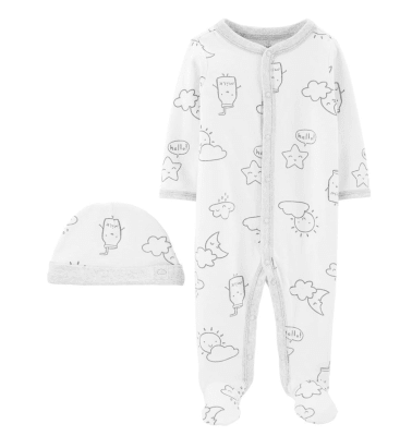 Enterito Carter´s con gorro estampado milk1