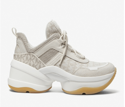 Zapatillas Michael Kors Olympia beige con blanco1