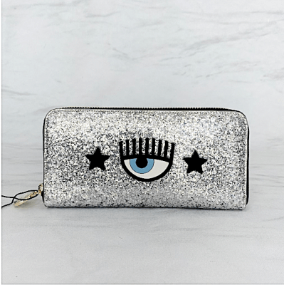 Billetera Chiara Ferragni glitter plateado1