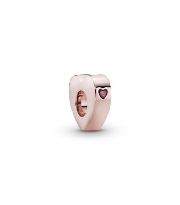 Separador Pandora corazon con corazoncito rojo rose gold1