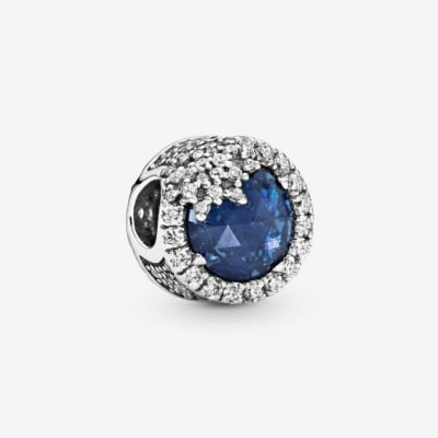 Charm Pandora redondo brillante azul y circones a un costado1