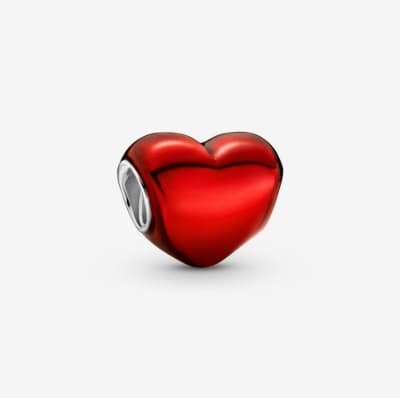 Charm Pandora corazon metalico rojo1