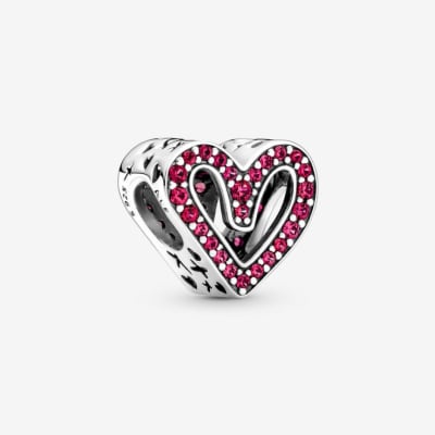 Charm Pandora dibujo de corazon brillante rojo1