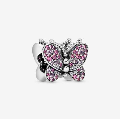 Charm Pandora mariposa rosada1