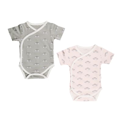 Set 2 bodys Baby Tous cruzados rosado y gris1