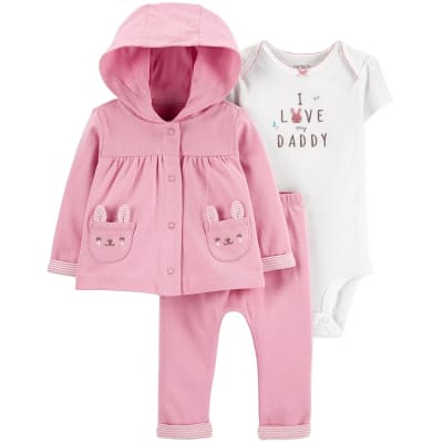 Conjunto Carter's 3 piezas rosado conejito