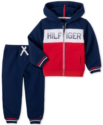 Buzo Tommy Hilfiger Bebé Niño Gris Franjas Azul H | Importado 100% original