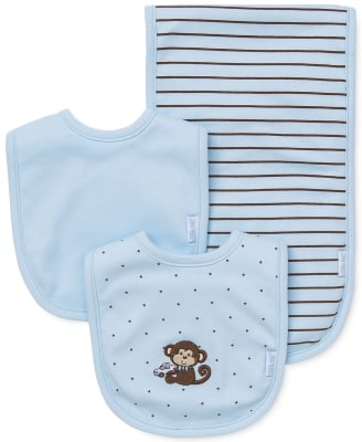 Set baberos Little Me mono celeste