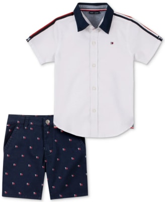 Conjunto Tommy Hilfiger Kids camisa y short azul marino1