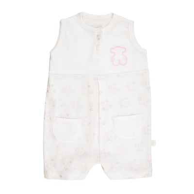 Enterito Baby Tous tipo bombacho blanco estrellitas plata y rosa