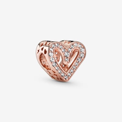 Charm Pandora dibujo de corazon brillante rosegold1