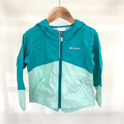 Cortaviento Bebe Columbia Kids verde bicolor petroleo1