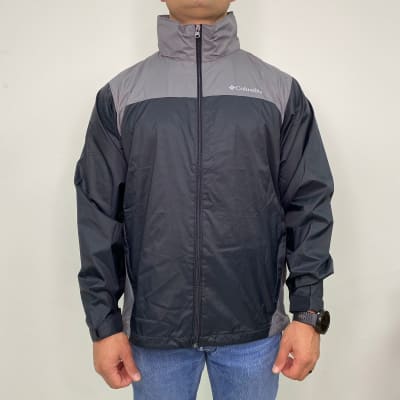Cortaviento Hombre Columbia impermeable gris bicolor negro1