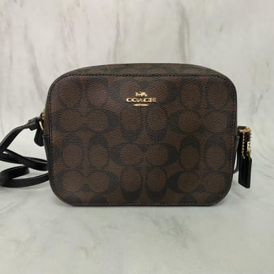 Crossbody Coach camera bag XS monograma cafe moro1