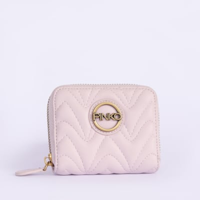 Billetera Pinko Acolchada Pequeña Cuadrada Rosado1