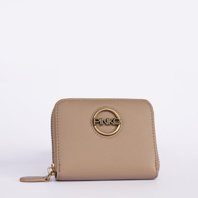 Billetera Pinko Pequeña Cuadrada Beige1